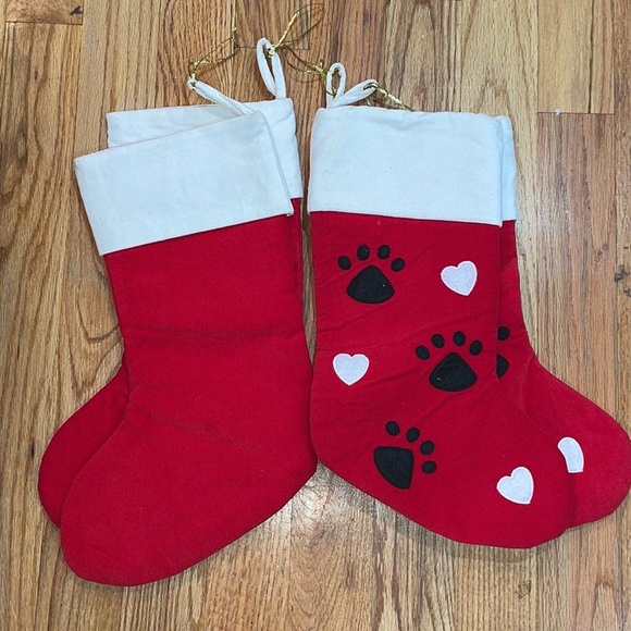 NEW BUNDLE 4 Pieces Paw print Christmas Holiday animal Cat , dog PAWS Stocking - Picture 12 of 13